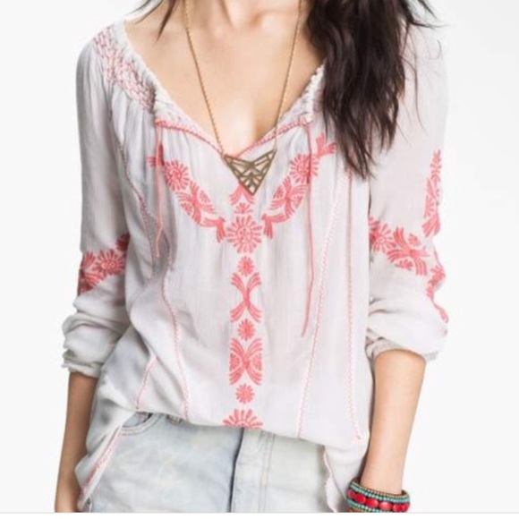 Free People Tops - Free People Oversized Festival Embroidered Top